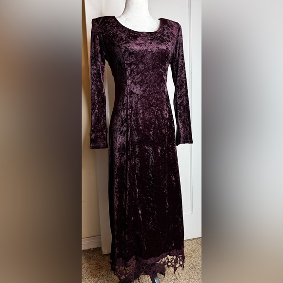Vintage Mauve Velvet Sheath Midi Dress 90’s Witchy whimsigoth stevie knicks noir - Picture 1 of 14